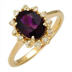 Ring 1.37 ctw Amethyst & Diamond 14K Gold Jewelry
