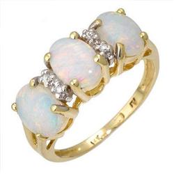 Ring 1.44 ctw Opal & Diamond 14K Yellow Gold Jewelry