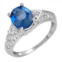 Ring 2.83 ctw Blue Topaz & Diamond 14K Fine Jewelry