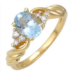 Ring 1.19 ctw Aquamarine & Diamond 14K Gold Jewelry