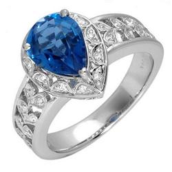 Ring 1.88 ctw Blue Topaz & Diamond 14K Fine Jewelry