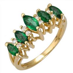 Ring 0.50 ctw Emerald & Diamond 14K Yellow Gold Jewelry