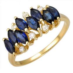 Ring 1.34 ctw Sapphire & Diamond 14K Gold Jewelry