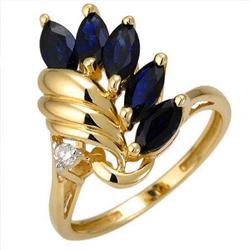 Ring 1.53ctw Sapphire & Diamond 14K Yellow Gold Jewelry