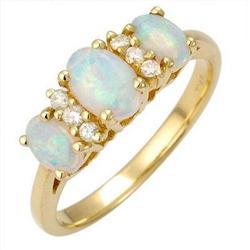 Ring 0.67 ctw Opal & Diamond 14K Yellow Gold Jewelry