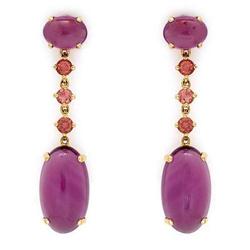 Earrings 15.58 ctw Amethyst / Tourmaline 14K Jewelry