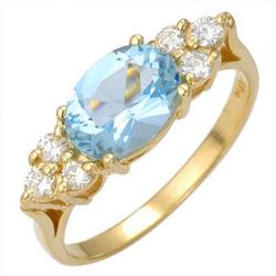 Ring 1.28 ctw Aquamarine & Diamond 14K Gold Jewelry