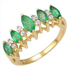 Ring 0.16 ctw Emerald & Diamond 14K Yellow Gold Jewelry