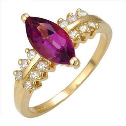 Ring 0.95 ctw Amethyst & Diamond 14K Gold Jewelry