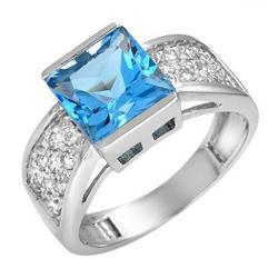 Ring 2.85 ctw Blue Topaz & Diamond 14K Fine Jewelry