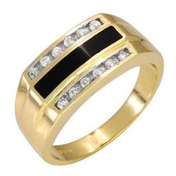 Ring 0.36 ctw Diamond with Onyx 14K Yellow Gold Jewelry