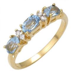 Ring 0.64 ctw Aquamarine & Diamond 14K Gold Jewelry