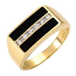 Ring 0.20 ctw Diamond with Onyx 14K Yellow Gold Jewelry