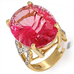 Ring 15.34 ctw Pink Topaz & Diamond 14K Gold Jewelry