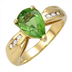 Ring 1.52 ctw Peridot & Diamond 14K Yellow Gold Jewelry