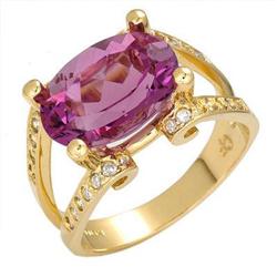 Ring 5.22 ctw Amethyst & Diamond 14K Gold Fine Jewelry