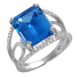 Ring 5.29 ctw Blue Topaz & Diamond 14K Fine Jewelry