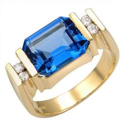 Ring 4.12 ctw Blue Topaz & Diamond 14K Gold Jewelry