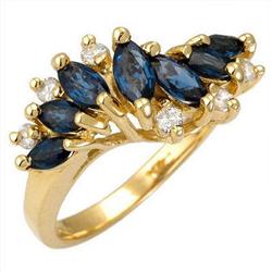 Ring 0.97ctw Sapphire & Diamond 14K Yellow Gold Jewelry