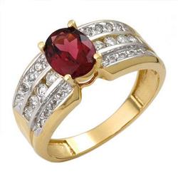 Fine Jewelry Ring 1.70 ctw Rhodolite & Diamond 14K Gold