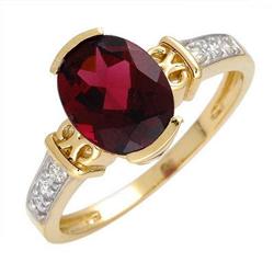Ring 2.20 ctw Garnet & Diamond 14K Gold Jewelry