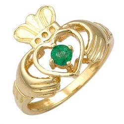 Genuine 0.15 ctw Emerald Ring 14K Yellow Gold Jewelry