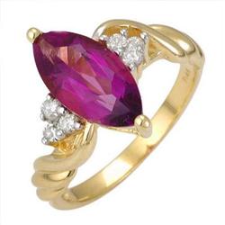 Ring 1.68 ctw Amethyst & Diamond 14K Gold Jewelry
