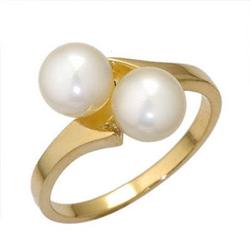 Ring White Pearl & 0.12 ctw Diamond 14K Gold Jewelry