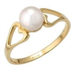 Ring 6mm White Pearl 14K Yellow Gold Fine Jewelry