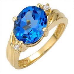 Ring 3.55 ctw Blue Topaz & Diamond 14K Gold Jewelry