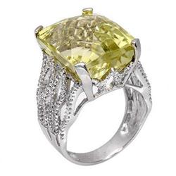 Ring 20.29 ctw Lemon Citrine & Diamond 14K Fine Jewelry
