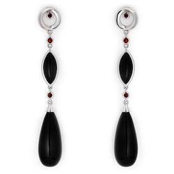 Fine Jewelry Earrings 24.18 ctw Onyx / Garnet 14K Gold