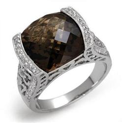Ring 6.55 ctw Smoky Quartz & Diamond 14K Gold Jewelry