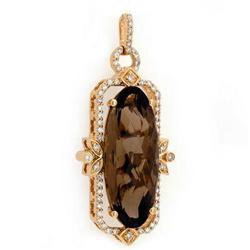 Pendant 12.20 ctw Smoky Quartz & Diamond 18K Jewelry