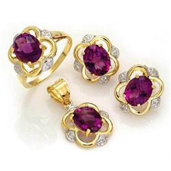 Ring, Earring, Pendant @ 8ctw Amethyst 14K Gold Jewelry