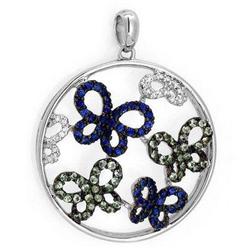 Pendant 1.15ctw Tsavorite / Sapphire & Diamond 14K Gold