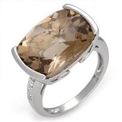 Ring 9.47 ctw Champagne Quartz & Diamond 14K White Gold