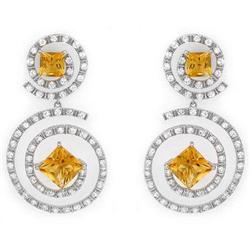 Earrings 17.74 ctw Citrine / Zircon 14K Gold Jewelry