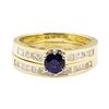 Image 2 : 1.54 ctw Blue Sapphire And Diamond Ring And Band - 14KT Yellow Gold