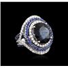 Image 2 : 14.21 ctw Sapphire and Diamond Ring - 18KT White Gold GIA Certified