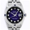 Image 1 : Rolex Mens Stainless Steel Blue Vignette Diamond & Sapphire Datejust Wristwatch