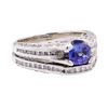 Image 1 : 2.59 ctw Sapphire Stone And Diamond Ring And Attached Band - 18KT White Gold