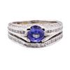 Image 2 : 2.59 ctw Sapphire Stone And Diamond Ring And Attached Band - 18KT White Gold