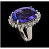 Image 4 : 14.43 ctw Tanzanite and Diamond Ring - 14KT White Gold
