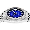 Image 9 : Rolex Mens Stainless Steel Blue Vignette Princess Cut Diamond Datejust Wristwatc