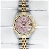 Image 3 : Rolex Ladies 26 2T Pink MOP Baguette 18K YG Diamond Bezel Serviced And Polished