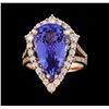 Image 2 : 8.62 ctw Tanzanite and Diamond Ring - 14KT Rose Gold
