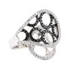 Image 1 : 1.17 ctw Black and White Diamond Ring - 18KT White Gold