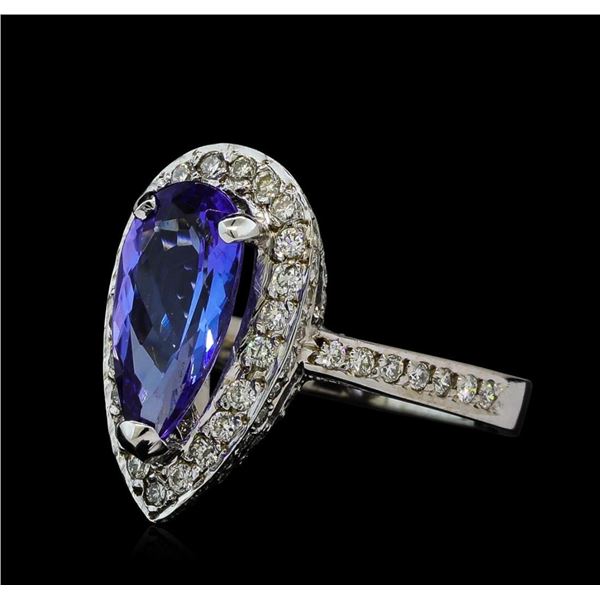 2.19 ctw Tanzanite and Diamond Ring - 14KT White Gold