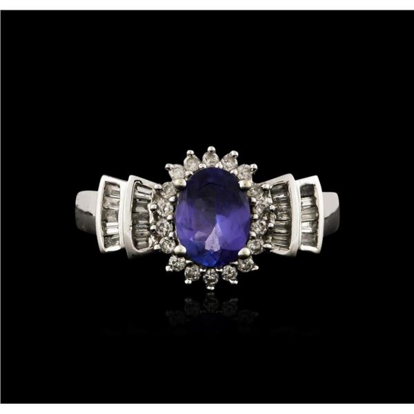 14KT White Gold 1.03 ctw Tanzanite and Diamond Ring